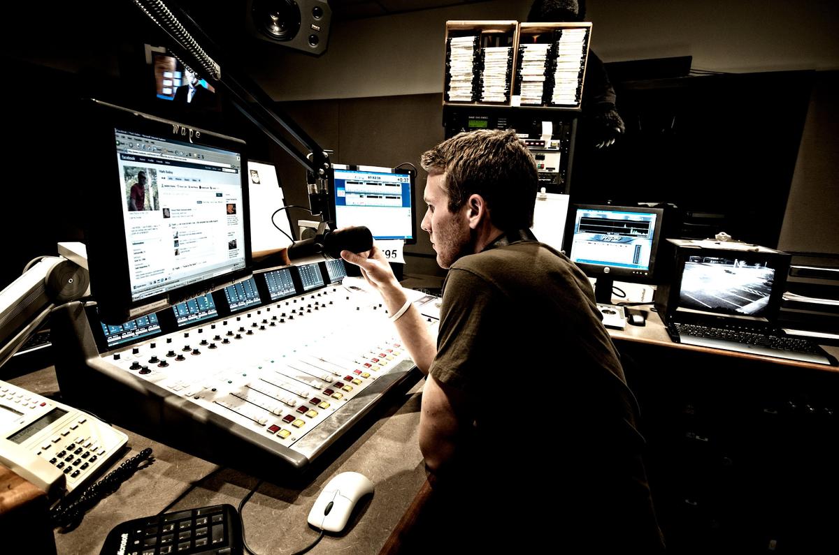 Mark Bailey Jr. at the 95.1 WAPE radio studio in Jacksonville